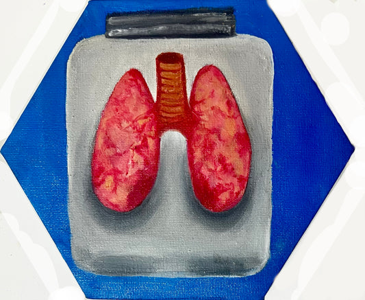 Body parts in jars The Lungs. Oil paint on canvas.