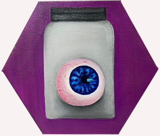 Body parts in jars The Eye. Oil paint on canvas.