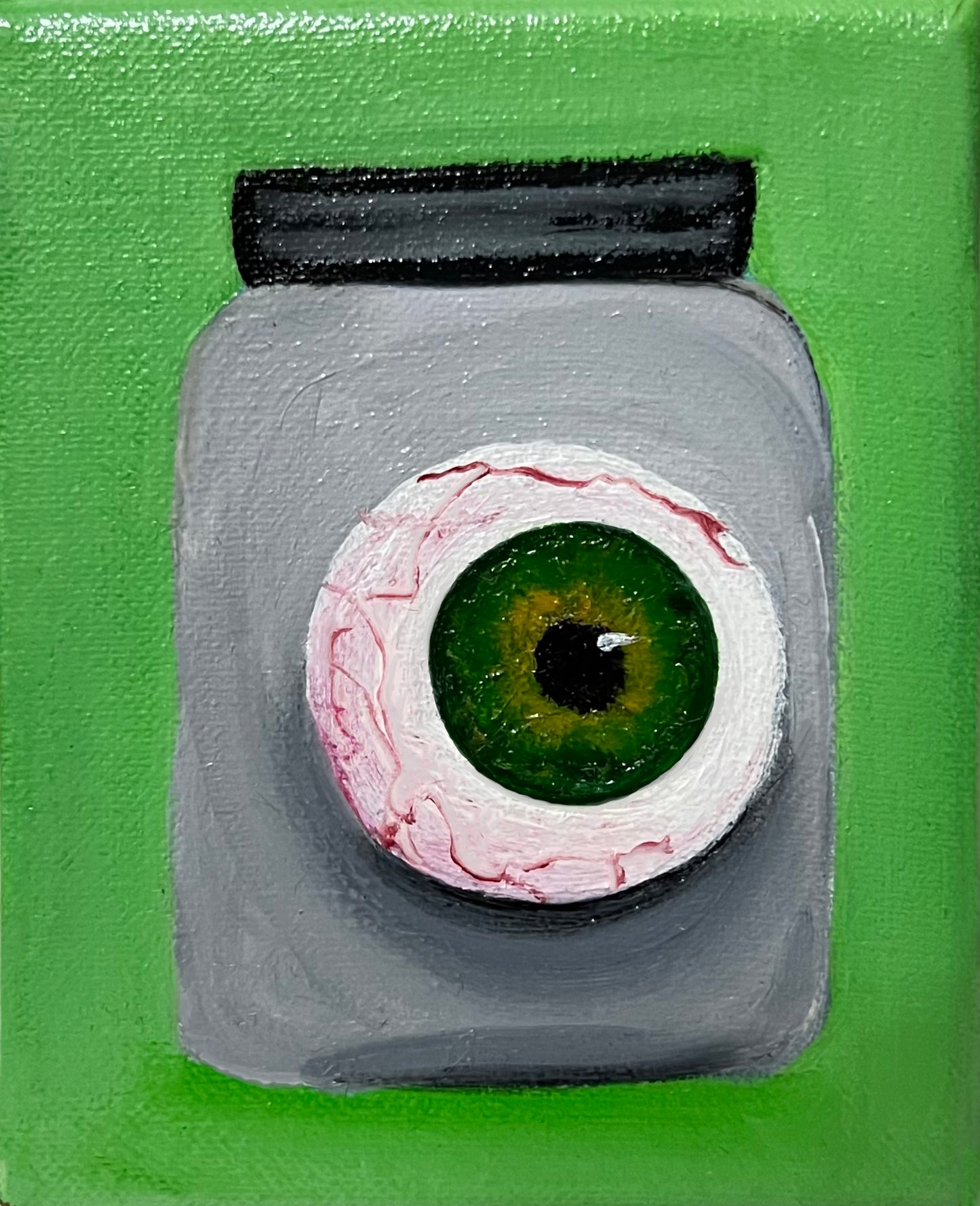 Body parts in jars The Eye. Oil paint on canvas.