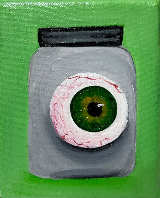 Body parts in jars The Eye. Oil paint on canvas.